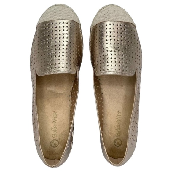 Bella Vita Womens Loafers 8.5M Channing Champagne Perforated Leather Jute - Picture 7 of 12